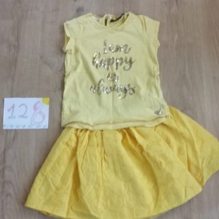 t shirt + rokje geel 128